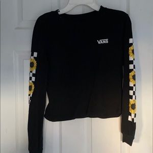 Vans long sleeve with sunflower checkered sleeve